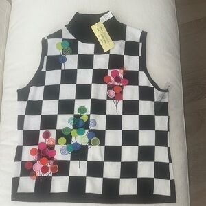 Marisa Christina Vintage 90s Checkered Sleeveless Sweater - NWT - XL